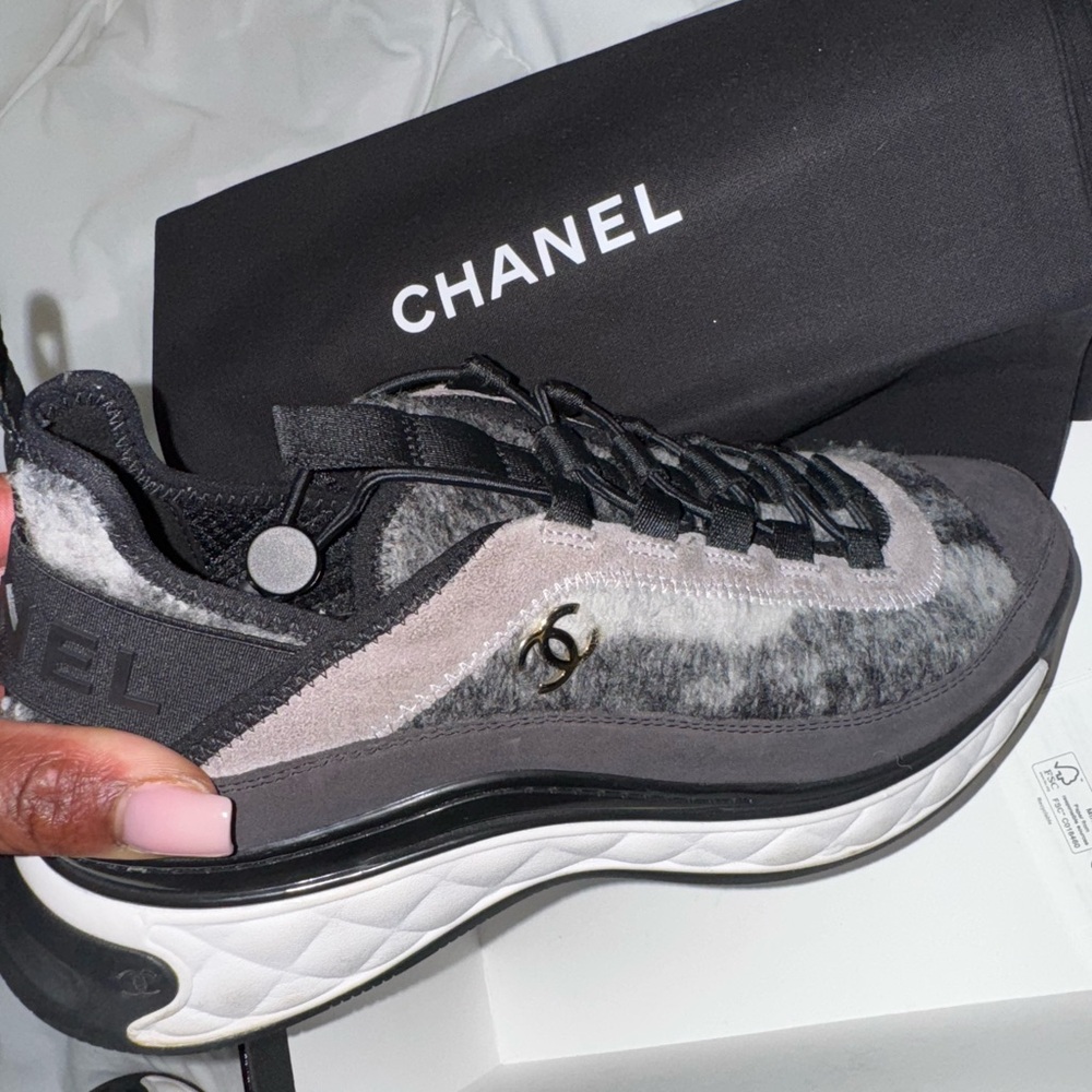 CHANEL Black and White Italian Shoes Authentic